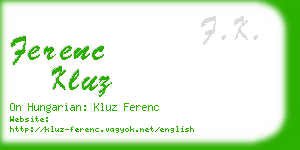 ferenc kluz business card